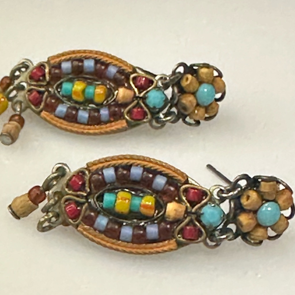 Oval Ayala Bar Earrings Dangle Drop Boho Artisan Crystals